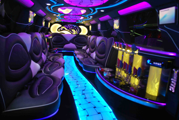 Inside a Escalade Stretch Limousine